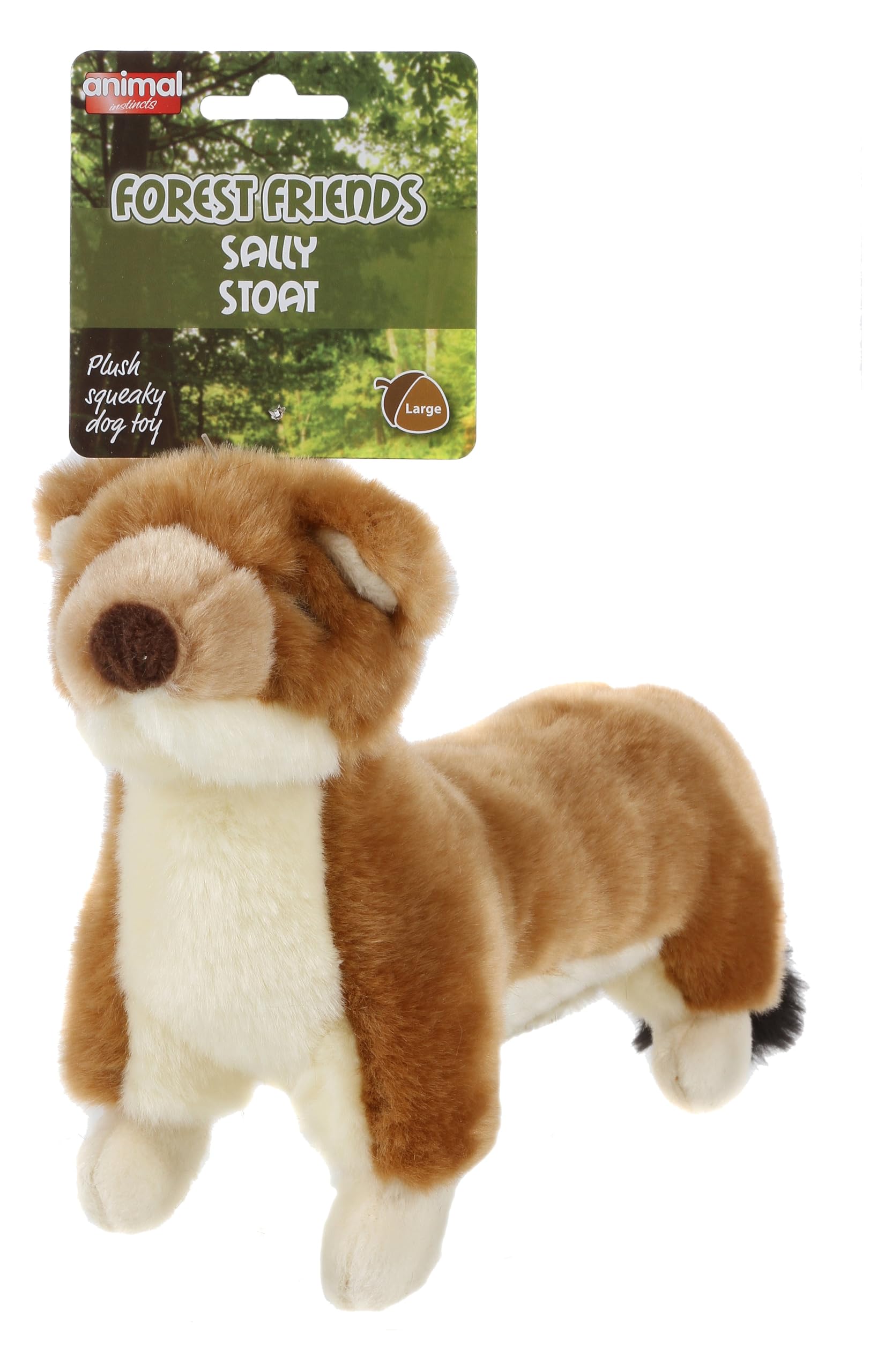 Animal Instincts Forest Friends Plush Squeaky Dog Toy Soft Comfort Puppy Toy Sally Stoat - Large