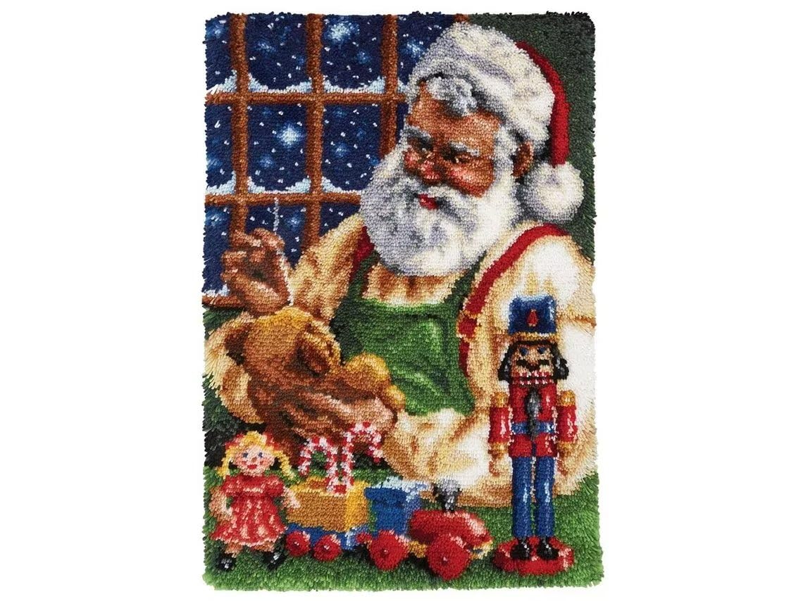 ROCKY&CHAO Latch Hook Kits for Kids and Adults, DIY Latch Hook Rug Kit, Cross Stitch Rug Making Kit, Carpet Making Crochet Kits Embroidery Kits Needlework Crafts for Home Decor, 50X38CM, Santa Claus