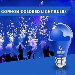 Gonhom 4 Pack A19 LED Blue Light Bulb,9 Watt Blue
