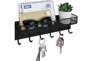 Lwenki Key Holder for Wall – Decorative Stainless Steel Key Hanger with 6 Hooks for Hats, Bags, Leashes – Mail Holder Key Rac
