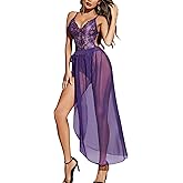 Avidlove Women One Piece Lingerie Deep V Lace Bodysuit Mosaic Lace Teddy Mesh Skirt