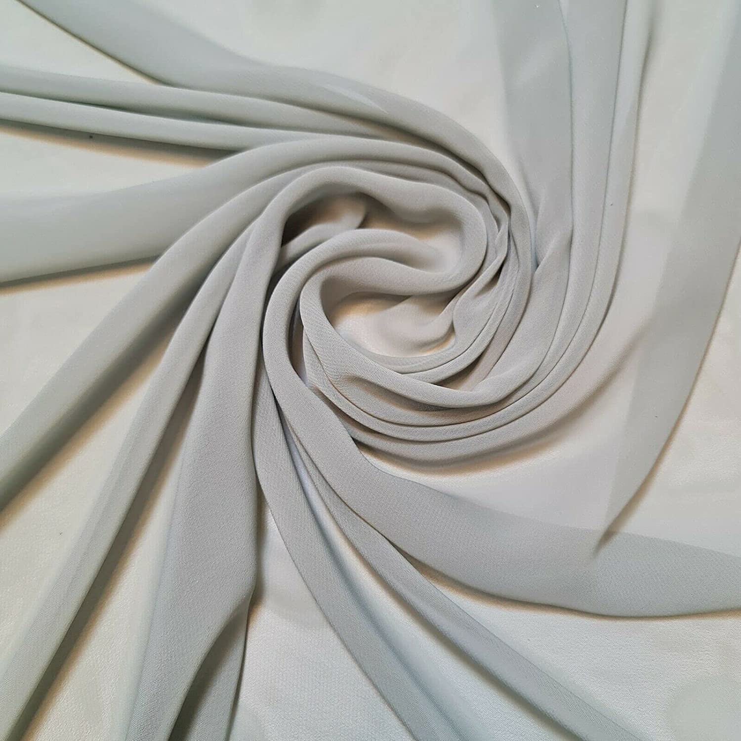 New Plain Chiffon Sheer Crepe Fabric Premium Dyed Dress Drape Decor Craft Fabric (Pre Cut 2 Meter - Sage Green)