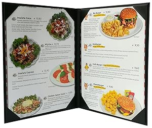 5 Pcs of Restaurant Menu Covers Holders 8.5" X 11" Inches, Double View,Sold by Case,with Clear PVC Sheets for Paper Protection