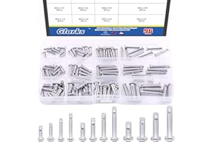 Glarks 96Pcs 12 Sizes 304 Stainless Steel Flat Head Single Hole Clevis Pins Assortment Kit