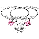 Nfyxcaz 2PCS Big Sis Little Sis Heart Matching Bracelet Gifts for Sister Butterfly Charm Sisters Bracelet Christmas Birthday Gifts for Sisters