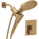 Moen Revyl Bronzed Gold Single-Handle 6-Spray Tub and Shower Faucet with Valve, 7-Inch Showerhead and Magnetix Handheld Showerhead, 82772BZG