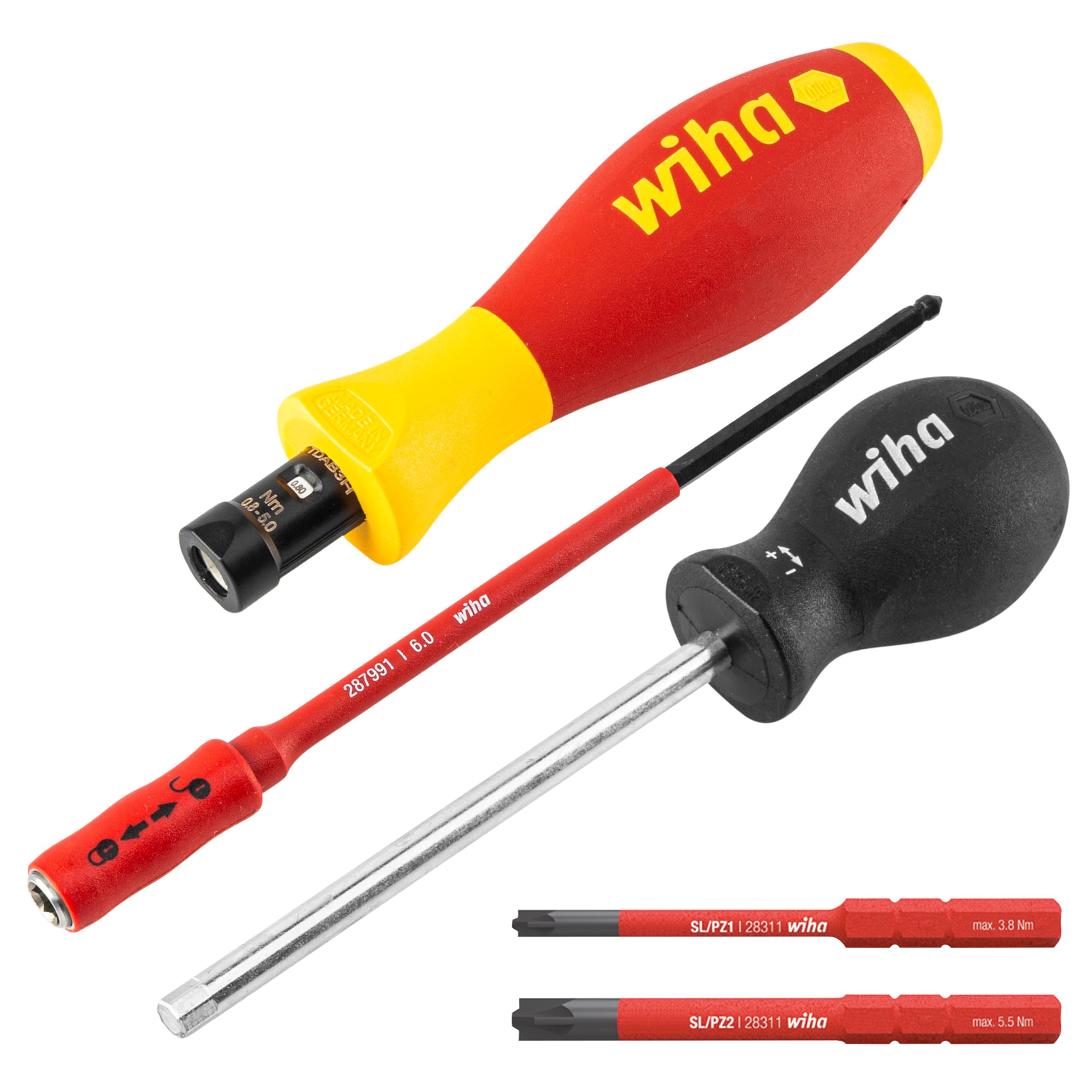 Wiha 38074 5pc VDE Slim Torque Screwdriver Set, Multi-Colour, 1-5 N m, Set of 5 Pieces