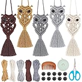 ACRNIGHEET 5PCS Macrame Kit for Adults Beginners Owl Macrame Wall Hanging Supplies Boho DIY Craft Kits for Adults Includes Instruction with Video Home Decor