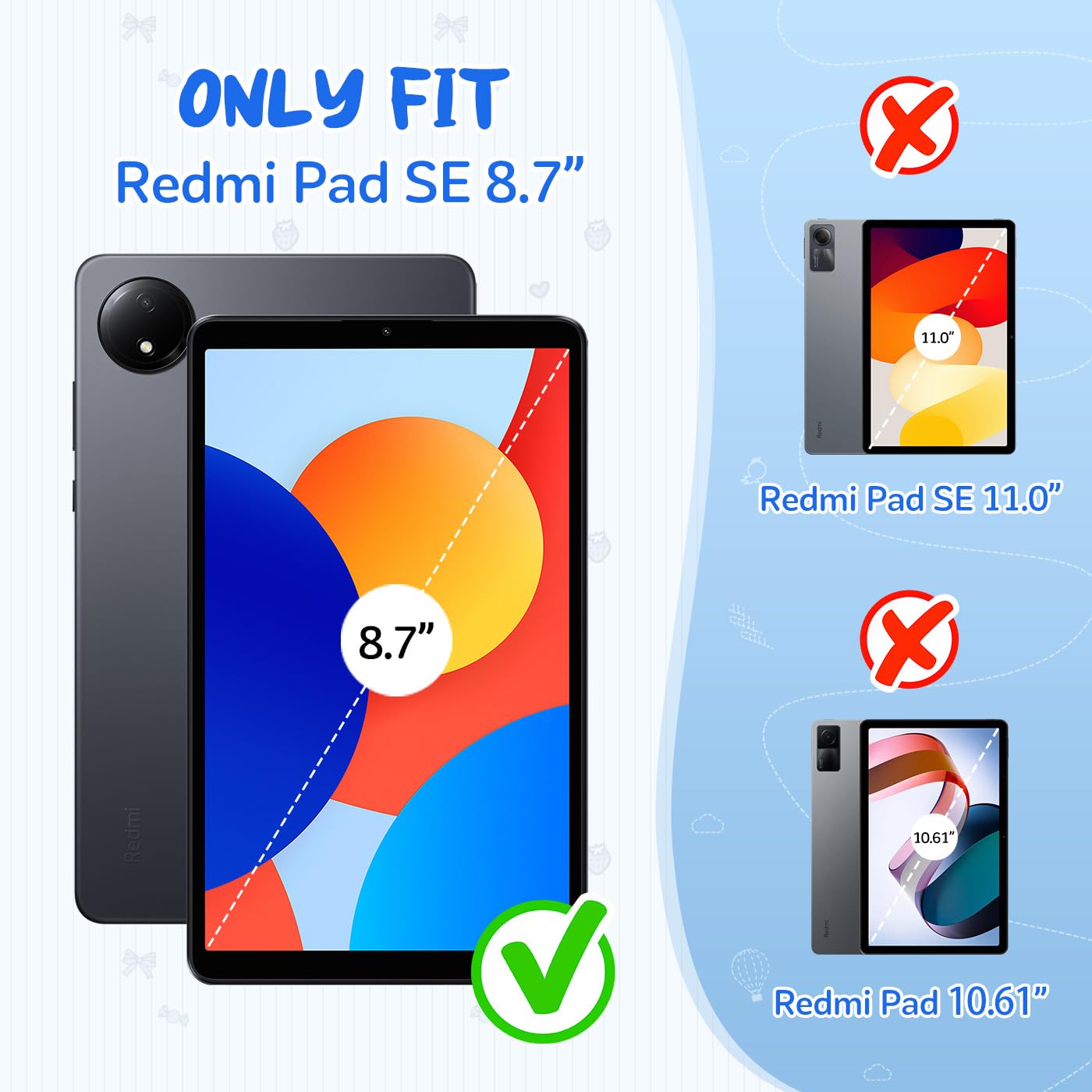 RollinCase Kinder Hülle für Xiaomi Redmi Pad SE 8.7 Zoll 2024, Eva Leicht Stoßfest Schutzhülle mit Kindergriff und Schultergurt, Blau 2