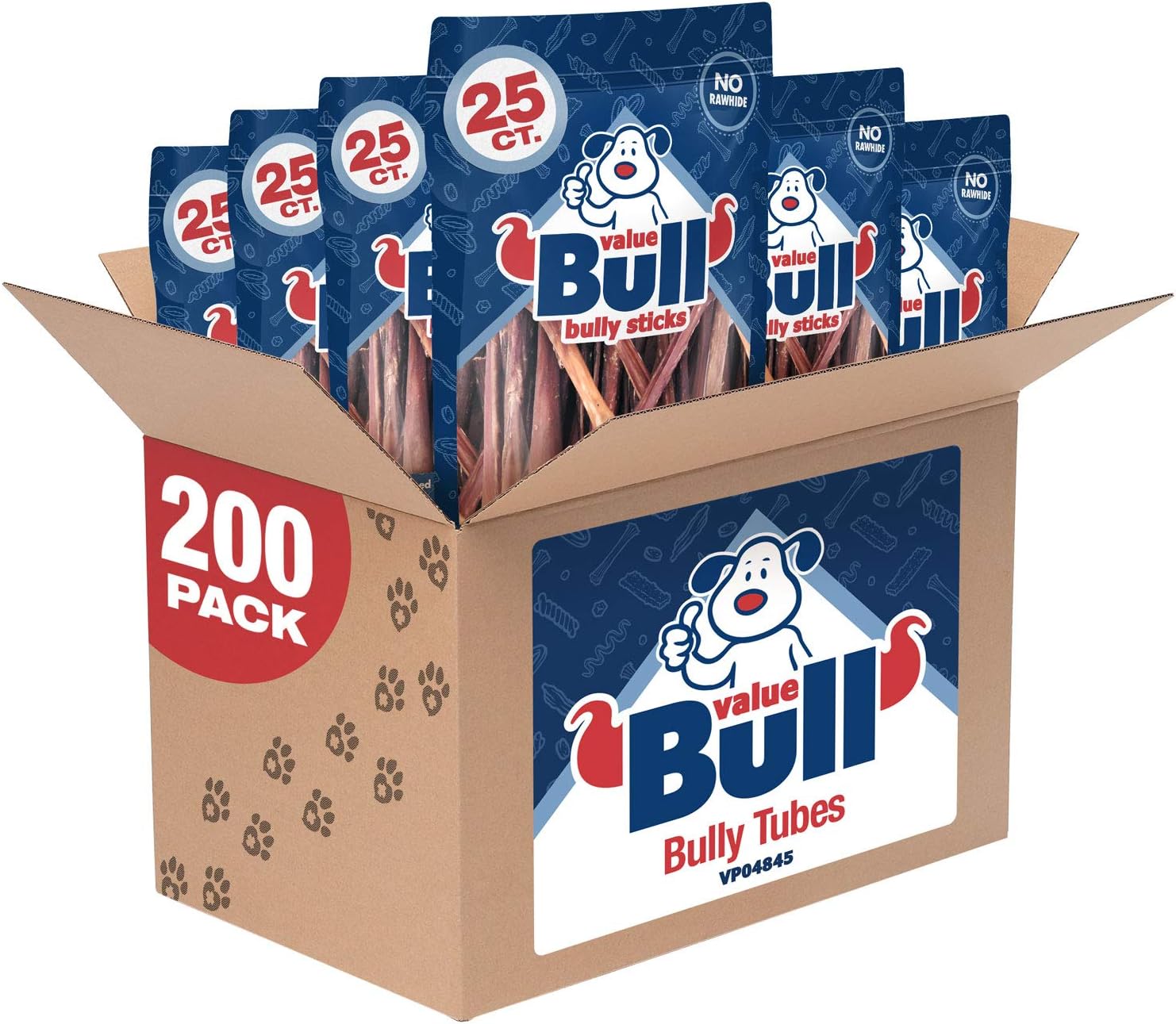ValueBull Bully Stick Tubes/Beef Pizzle Skins, 200 Count