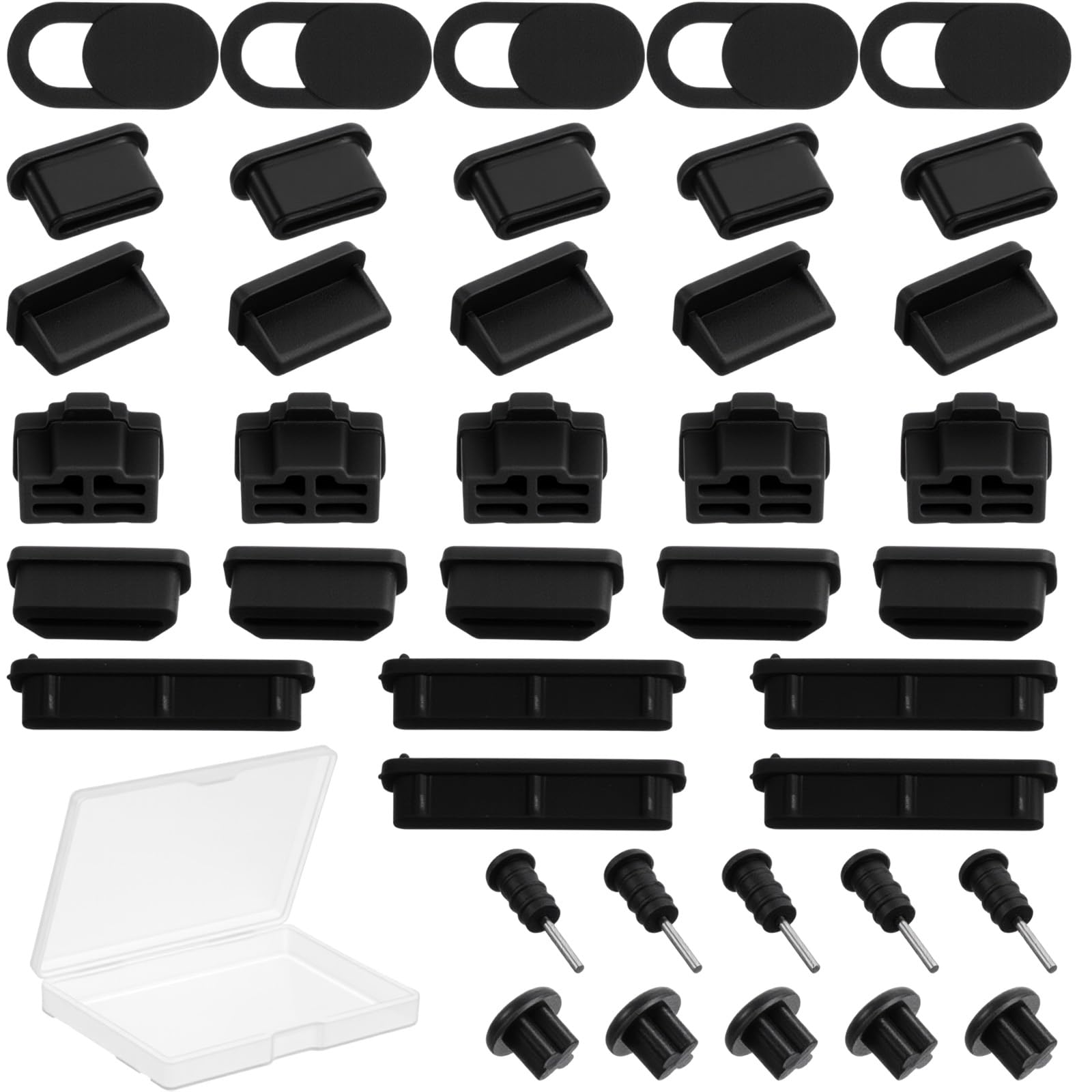 Photo 1 of TIESOME 40 PCS 8 Types USB Port Cover, Silicone Anti Dust Cover Dust Plugs Caps for Computer Camera USB USB C RJ45 HDMI SD Port Headphones Port Audio Port