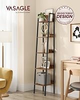 VASAGLE 5 Tier Shelf Ladder Bookcase Storage Stand Industrial Rustic Brown view 4