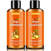 Ginger Shampoo and Conditioner Set, Anti Frizz Shampoo & Keratin Moisturizing Conditioner Set Travel Size Moisturizes & Smoothes Formula for Dry, Frizzy Damaged and Color Treated Hair 2 x 3.52 Fl Oz
