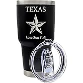 Palm City Products Premium 30 oz Texas Lone Star State Engraved Black Tumbler with Slider Lid - Ideal for Texans Proud of Their Heritage