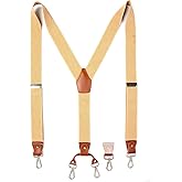 Prophet Clue PC Suspenders for Men Elastic Y Back 1.4 Inches Adjustable 4 to 3 Hooks for Wedding Dress Pants