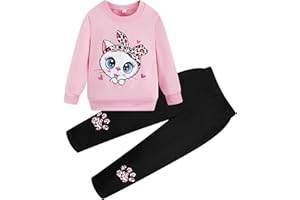 ZARMFLY Little Girls Unicorn Outfits 2 Piece Kids Ruffle Sleeve Sweatshirt + Leggings Fall Leopard Clothing Sets 2-10 Years Old