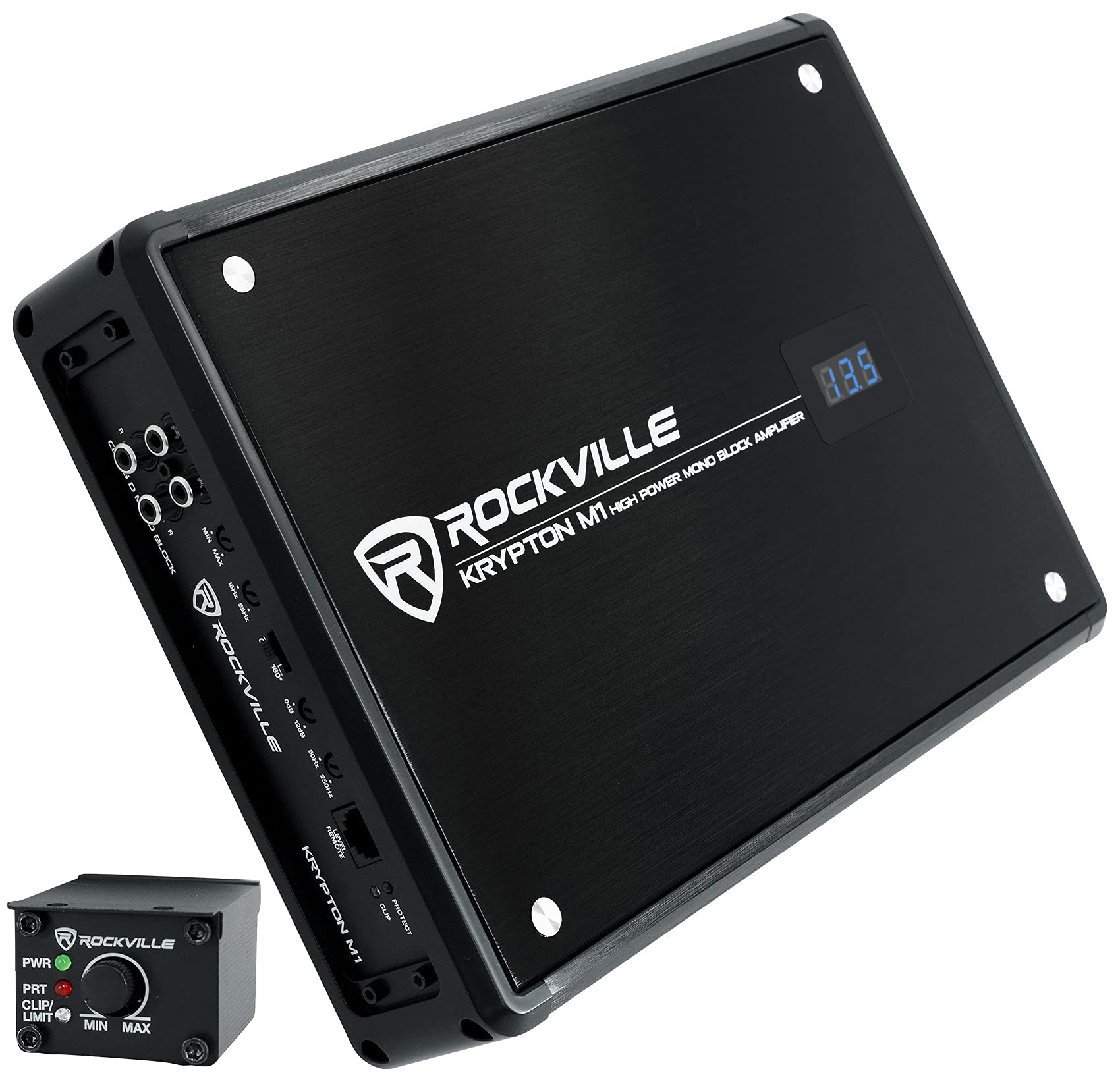 Photo 1 of Rockville KRYPTON-M1 Mono Car Amplifier, 1 Ohm, 2000W, Class-D, EQ, Low Pass Filter, Dyno-Certified, Bass Remote, Perfect for Subwoofers and Car Audio
