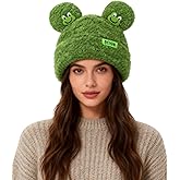 BOLLEY JOSS Womens Winter Beanies Cute Woollike Knitted Frog Hat Women Lady Girl Crochet Sheep Christmas Hats