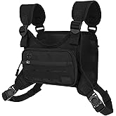 Wolf Tactical Men Chest Pack - Lightweight Running Vest, Water Resistant, Black