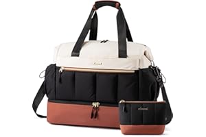 LOVEVOOK Travel Duffel Bag, Weekender Bags for Women, Large Overnight Bags with Shoe Compartment, 38L Carry on Gym Hospital Bag with Wet Pocket, 2 Pcs