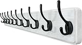 WEBI Wall Mounted Coat Rack 98cm with 10 Hooks Black Rustic Wood Hanger view 1