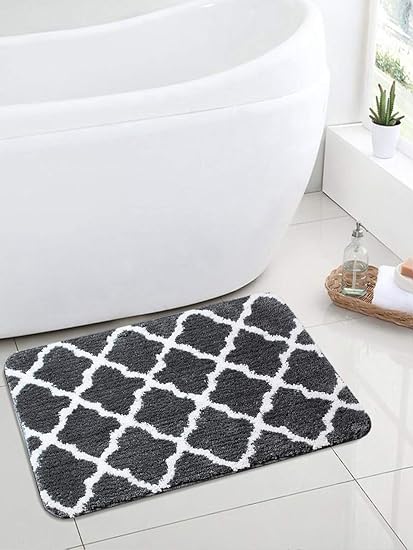 Saral Home Soft Premium Quality Anti Slip Microfiber Bathmat Set of 2Pc -50x80 cm, Grey