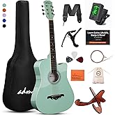 ADM 38" Inch Acoustic Guitar Bundle for Beginners Adults with Online Lesson, Cutaway Wood Acustica Guitarra Starter Set Packa