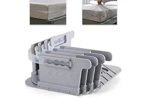 TAIGIN Lock Bed Sheet Holders for Corners - Bed Sheet Holder Straps Fit for All Mattress Types, Fitted Sheet Holders Keep Sheets Firm & Tight, Easy Installation Sheet Clips, Stay (4pcs, Grey)