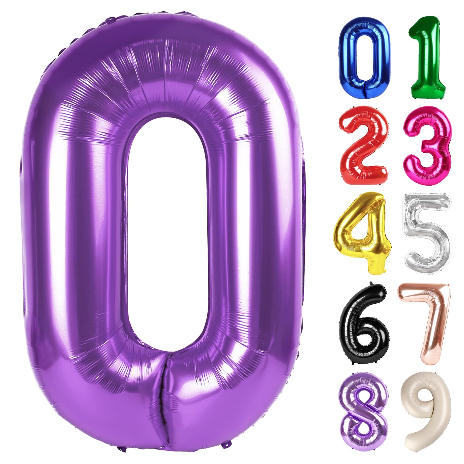 Photo 1 of 0 Balloon - Purple Birthday Number Balloons, 40 Inch Large Foil Balloons for Men Women Boys Girls Purple Themed Birthday Decorations