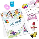 3D Pen Printing Drawing Book, Reusable Colored 40 Pattern Thick Paper Templates with Two Clear Plate, 3D Painting Graffiti St
