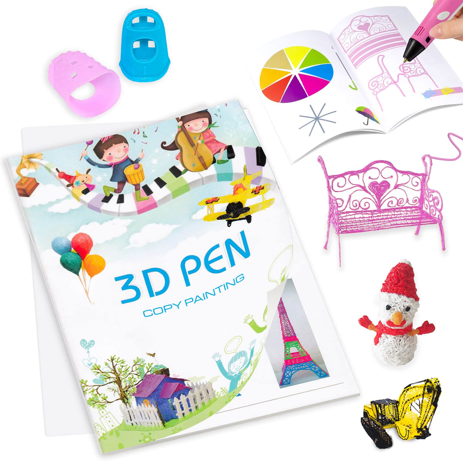 3D Pen Printing Drawing Book, Reusable Colored 40 Pattern Thick Paper Templates with Two Clear Plate, 3D Painting Graffiti Stencils for DIY Gifts, Vomika