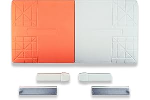 Cannon Sports Double First Base for Baseball Softball - Durable Molded Rubber In-Ground Base (30" x 15" x 3") – Orange White 