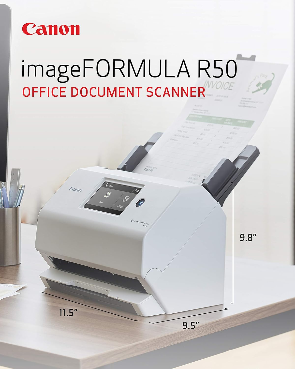 Canon imageFORMULA R50 Office Document Scanner for PC and Mac - Color Duplex Scanning - Connect with USB Cable or Wi-Fi Network - LCD Touchscreen - Auto Document Feeder - Easy Setup - (4823C001AA): Electronics