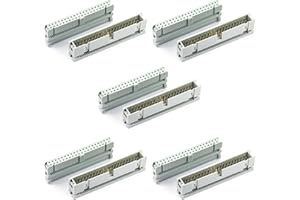 whiteeeen 10pcs 40 Pin IDC Socket Connector Male Female 2x20 0.1" Pitch Dual Rows for Flat Ribbon Cable Gray (5pcs Male Header + 5pcs Female Header)