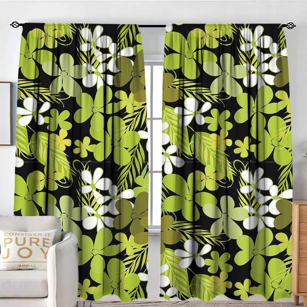 NUOMANAN Curtain Panels,Set of 2 Sage,Fresh Nature Theme Wildflowers Leaves Bloom Foliage Nostalgia Vintage Abstract,Green Black White,Modern Farmhouse Country Curtains 84"x100"