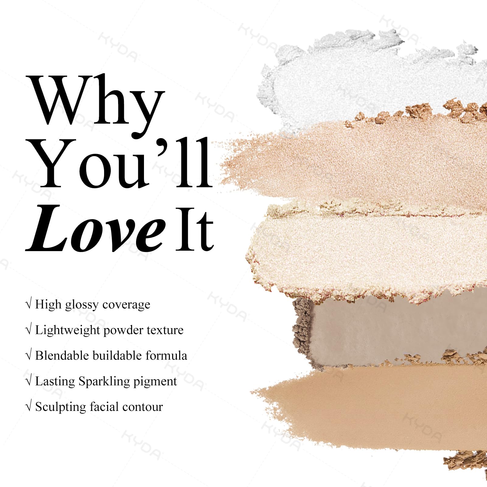 KYDA Face Sculpting Contour Palette, Smooth Matte Contour Pressed Powder, Ultra-fine Lightweight, Easy to Blend, Multiuse Baked Contour Makeup-TAUPE