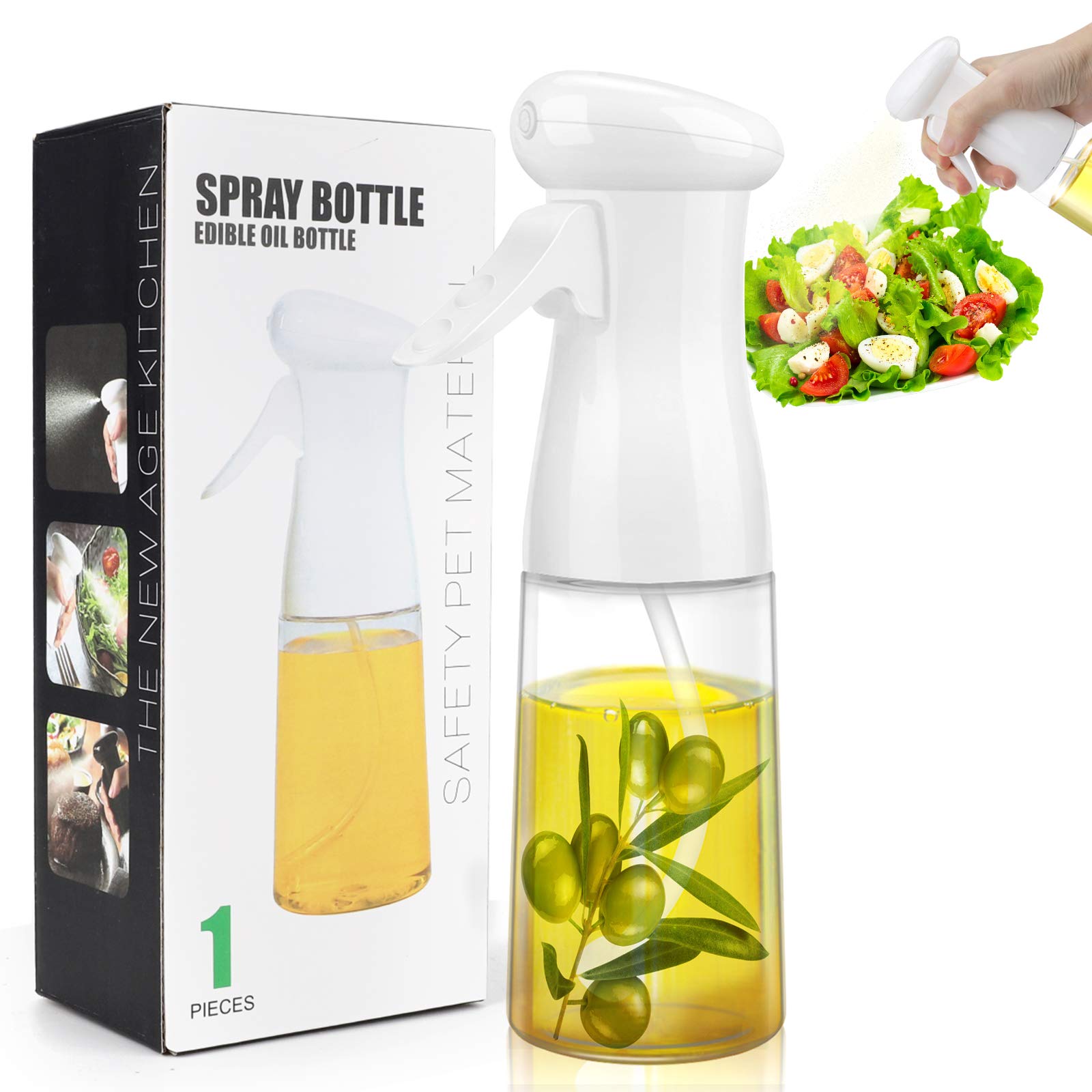 Oil Sprayer Dispenser,Olive Oil Sprayer 7 oz / 210 ml Vinegar Sprayer,Dressing Spray Oil Spray Bottle, for Kitchen, Cooking, BBQ, Baking, Grilling, Roasting, Salad