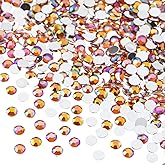 John Bead 2000 Pieces 4mm (SS16), Orange AB, Acrylic Round Flat Back Rhinestones for Jewelry Making, DIY Crafts, Nail Art, Face Makeup, Clothes