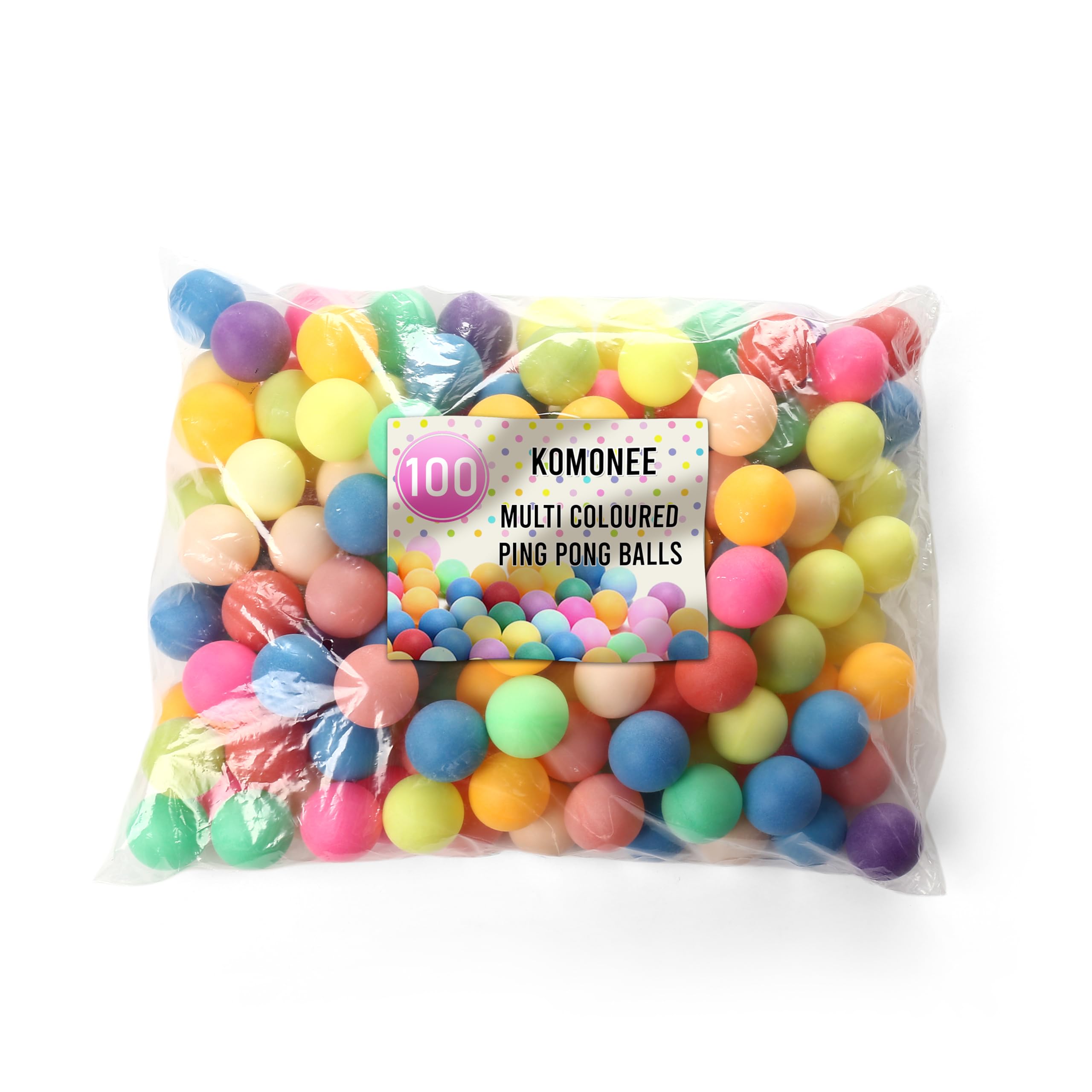 100 x Ping Pong Balls Table Tennis 40mm Mixed Colours with No Logos Ideal for Cat Dog Pet Toy School Crafts