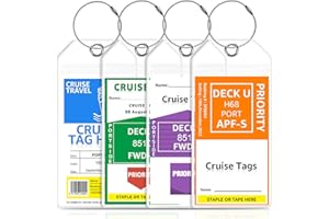 Premium Cruise Luggage Tag Holder for Carnival, NCL, Princess, MSC Cruise Ship Essentials Must Haves in 2025-2026 by GOSGOON1E, Clear Wide Plastic Cruise Travel Essentials Tags Waterproof (4 Pack)
