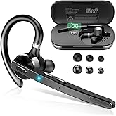 Thunelec Bluetooth Headset, Wireless Bluetooth 5.3 Earpiece, 90Hrs Hands Free Headset with APTX HD Audio & Mute Button, Dual Noise Cancelling Mics, Single-Ear Headphone for Trucker/Business/Office/Gym