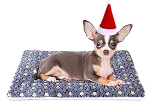 Mora Pets Dog Bed Crate Pad Ultra Soft Pet Bed with Cute Star Print Washable Crate Mat for Large Medium Small Dogs Reversible Fleece Dog Crate Kennel Mat Cat Bed Liner 21 x 12 inch Dark Blue