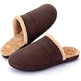 Zigzagger Mens Fuzzy Scuff House Slippers Indoor Memory Foam Winter Warm House Shoes