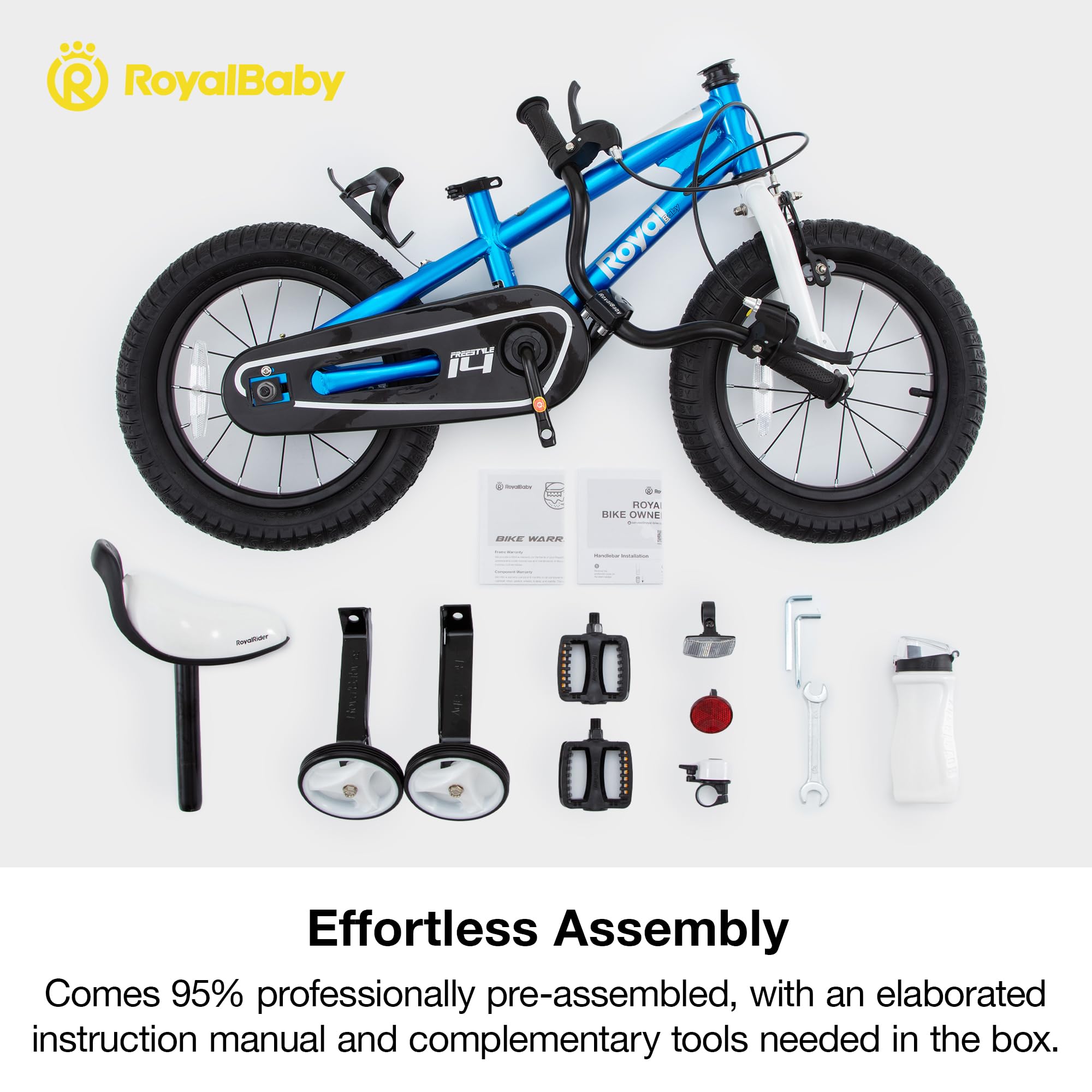 RoyalBaby Kids Bike EZ Balance to Pedal Dual Handbrake Toddlers Boys Girls Bicycle 12-20 Inch for Age 3-10 Years