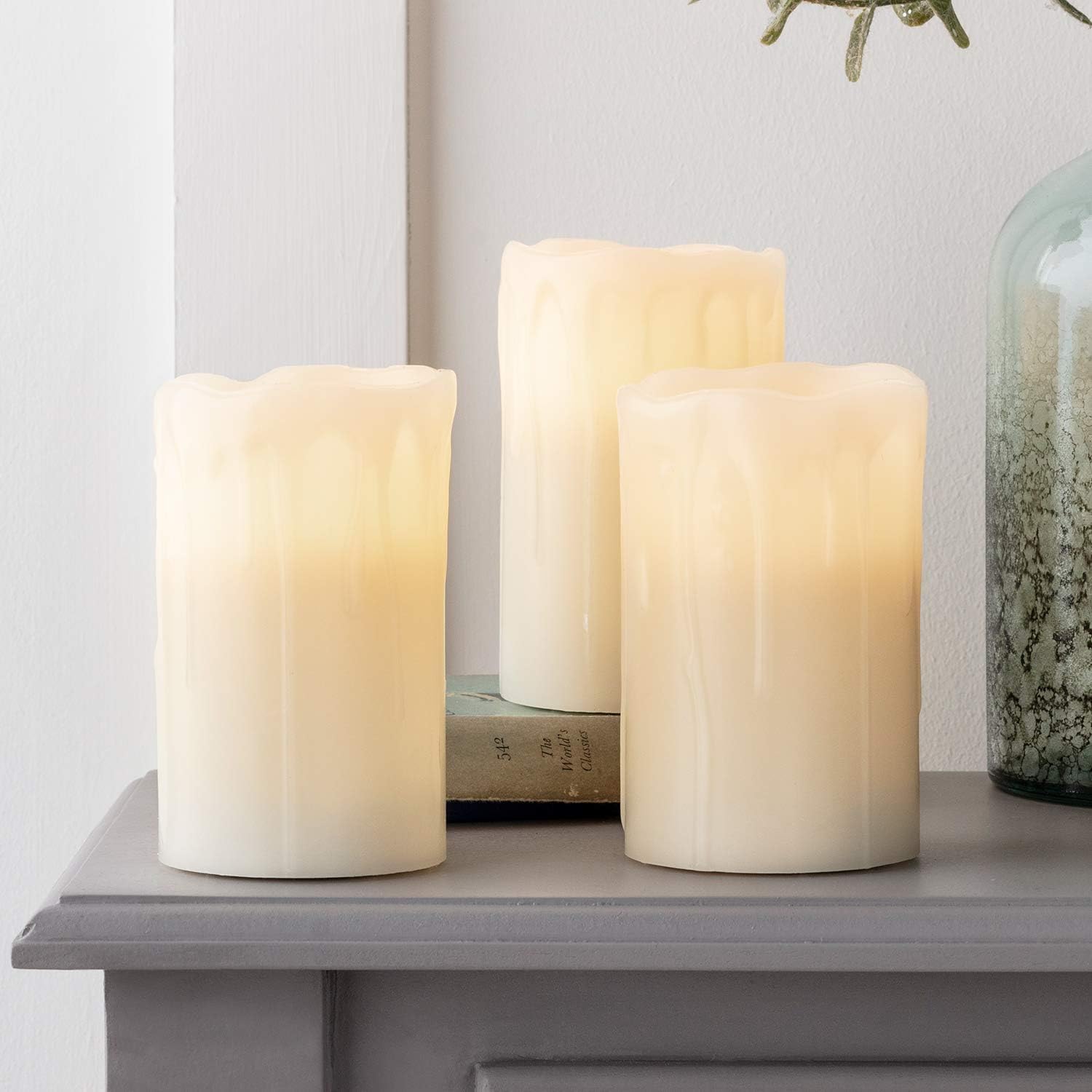 Lights4fun Set of 6 Battery Operated Pillar Candles Flameless Ivory