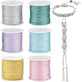 PH PandaHall 262 Yards 0.8mm Nylon String for Bracelets, 6 Colors Braided Thread Chinese Knotting Cords Bracelet String Thread Wind Chime Blinds String for Jewelry Making Kumihimo Wrapping Supplies