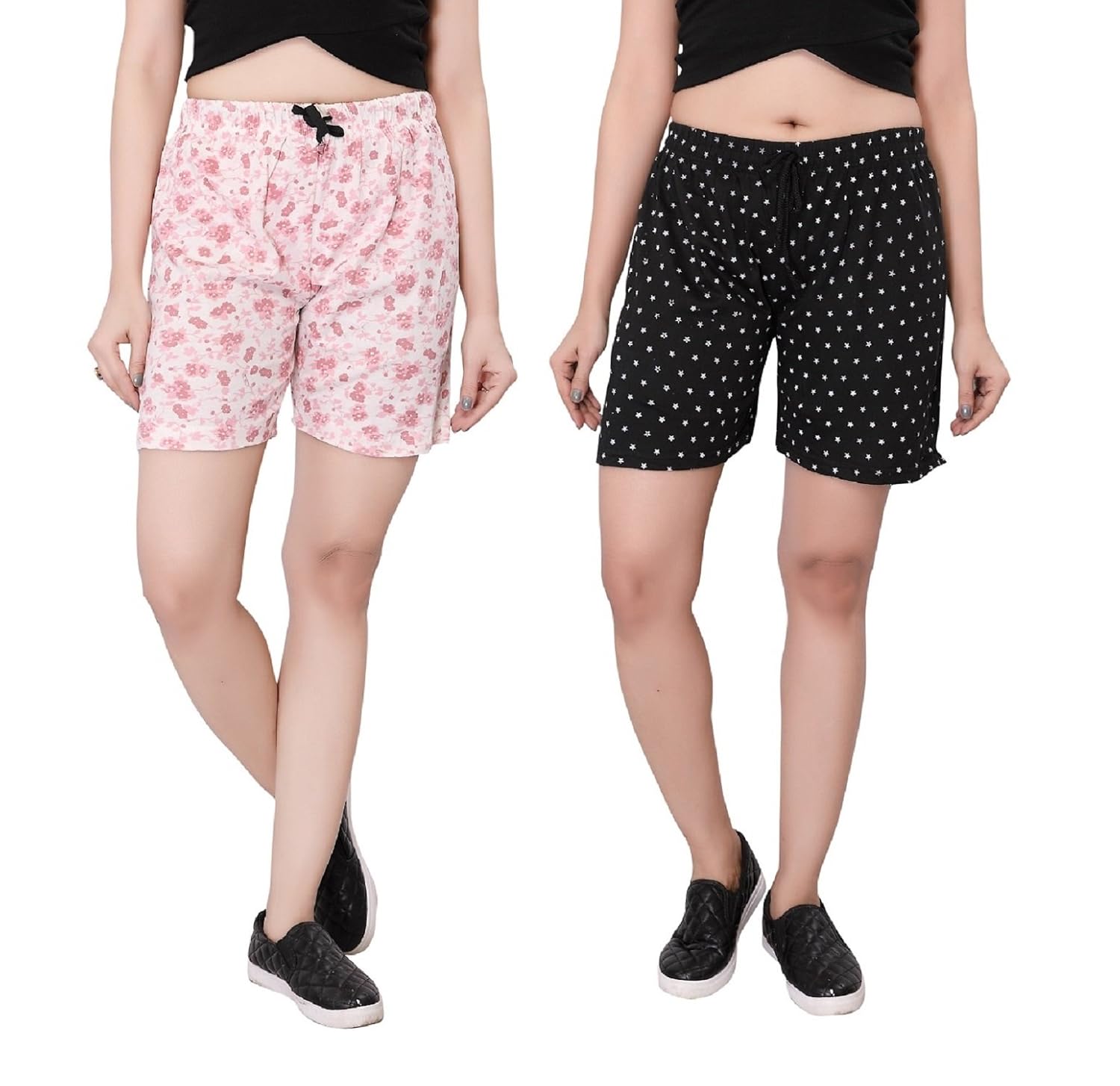 bfly women's printed cotton hosiery shorts-pack of 2 (wshortscombo-1-6)