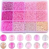 SUNNYCLUE 1 Box 156g Glass Seed Bead Bulk Bracelet Glass Seed Beads 2mm Mini Round Craft Findings Pink Small Loose Spacers for Jewelry Making DIY Earrings Friendship Bracelets Necklace