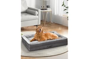 Orthopedic Dog Bed Large, Waterproof Pet Sofa Bed with Non-Slip Bottom and Four-Sided Bolster Cushion, Egg Foam Dog Couch wit