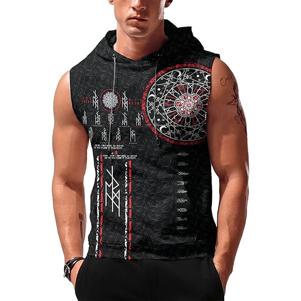 365CUSGIFTS Skull Kraken Men's Bodybuilding Sleeveless Zip Hoodie